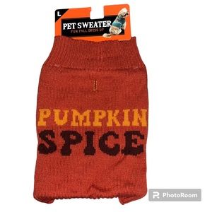 NWT Pumpkin Spice Fall Autumn Orange Dog Knit Sweater - Size Large